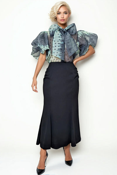 X7998 RUCHED MERMAID SKIRT (BLK, WHT, PINK)