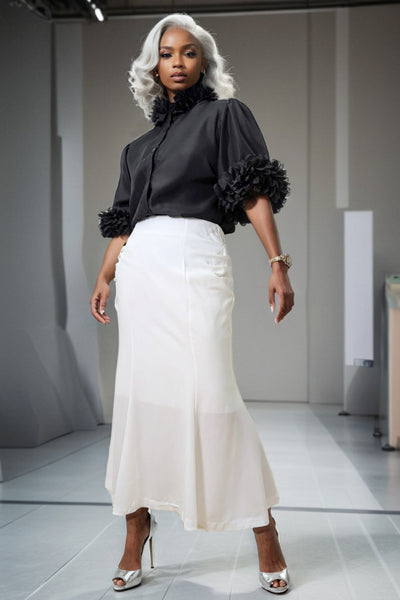 X7998 RUCHED MERMAID SKIRT (BLK, WHT, PINK)