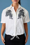 S3097 FLORAL EMBROIDERED SHORT SLEEVE TOP