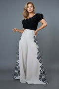 B1084 FLORAL SIDE PANEL PALAZZO PANTS