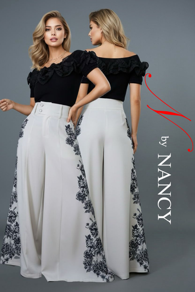 B1084 FLORAL SIDE PANEL PALAZZO PANTS