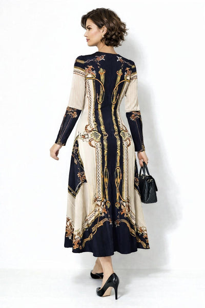 N24146 CHAIN PRINT CRINKLED DRESS