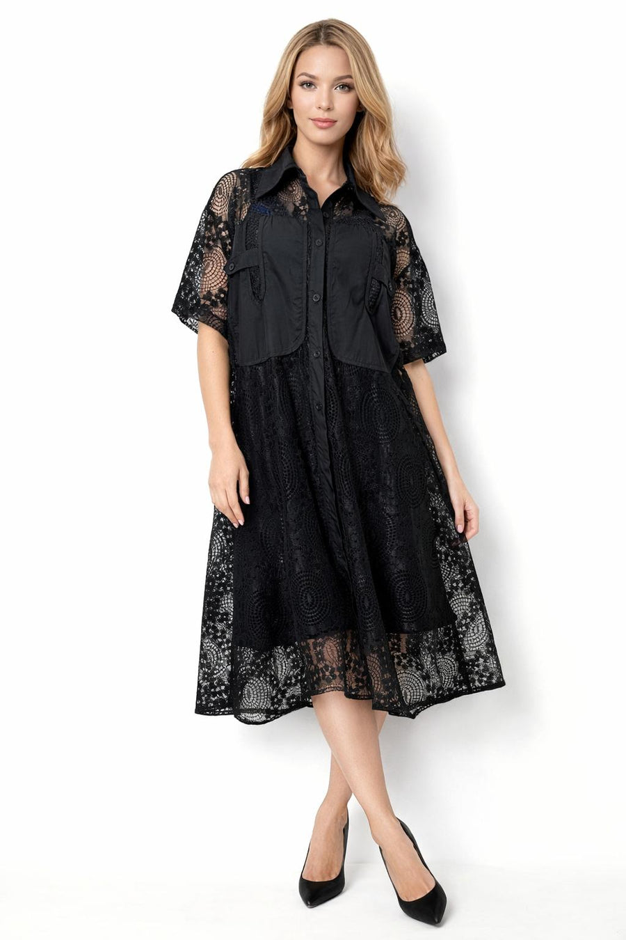 E8012 LACE DRESS (BLK, WHT)