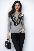 SK1072 RUFFLE APPLIQUE SWEATER