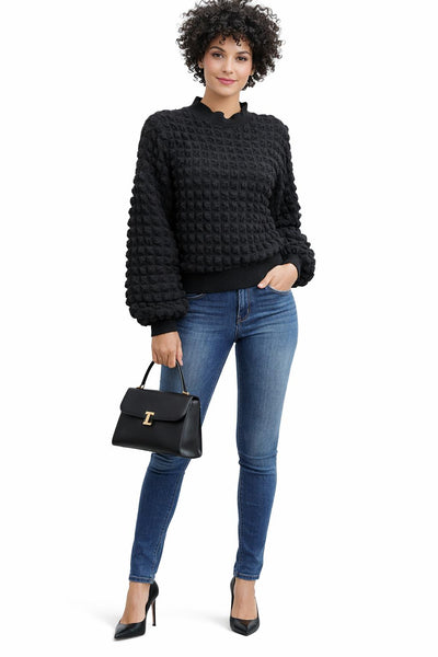 T2176 POPCORN TEXTURE SWEATER (BROWN, BLK)