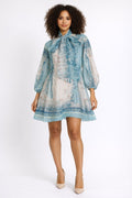 GF14741 TIE NECK ORGANZA MINI DRESS