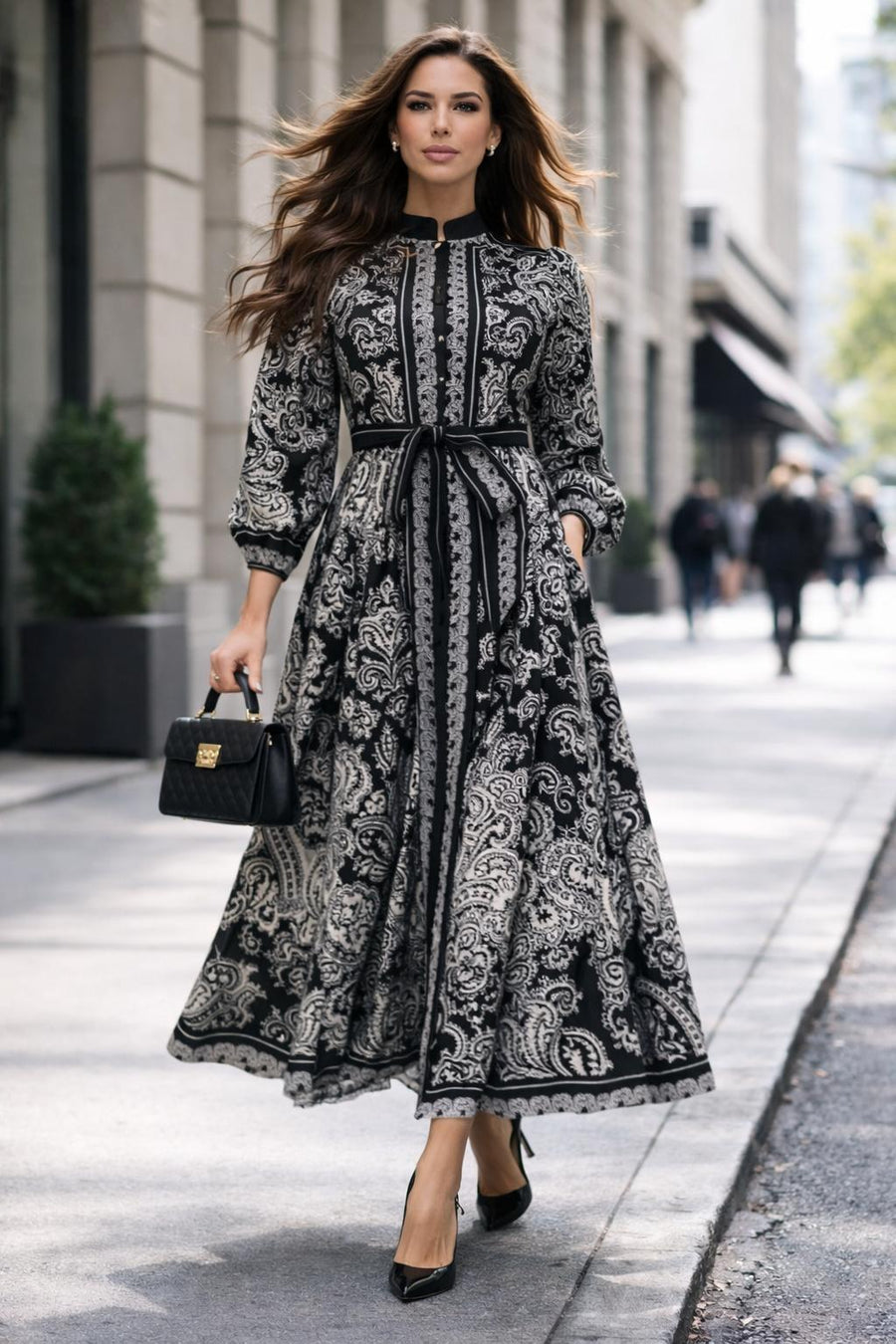 A95125 PAISLEY PRINT DRESS