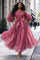 X7868 RUFFLE PUFF SLEEVE MAXI DRESS