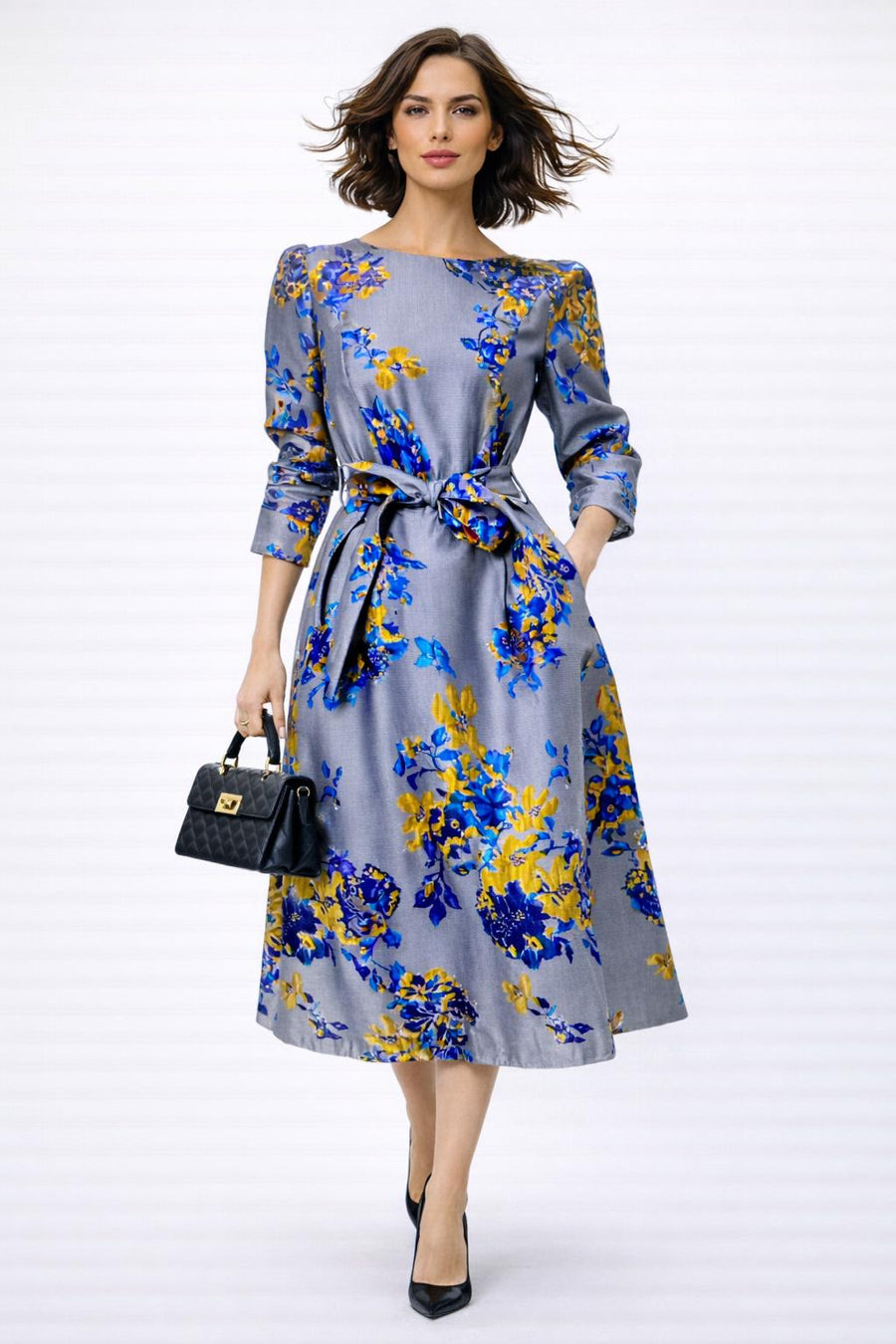 S3086 JACQUARD MIDI DRESS