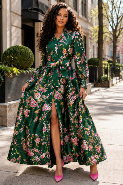 TL0016 GARDEN ROMANCE MIKADO MAXI DRESS