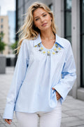 T260017 BEADED APPLIQUE COTTON TUNIC TOP