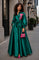 T260036 BEADED FLOWER APPLIQUE MAXI DRESS (GRN, PNK)