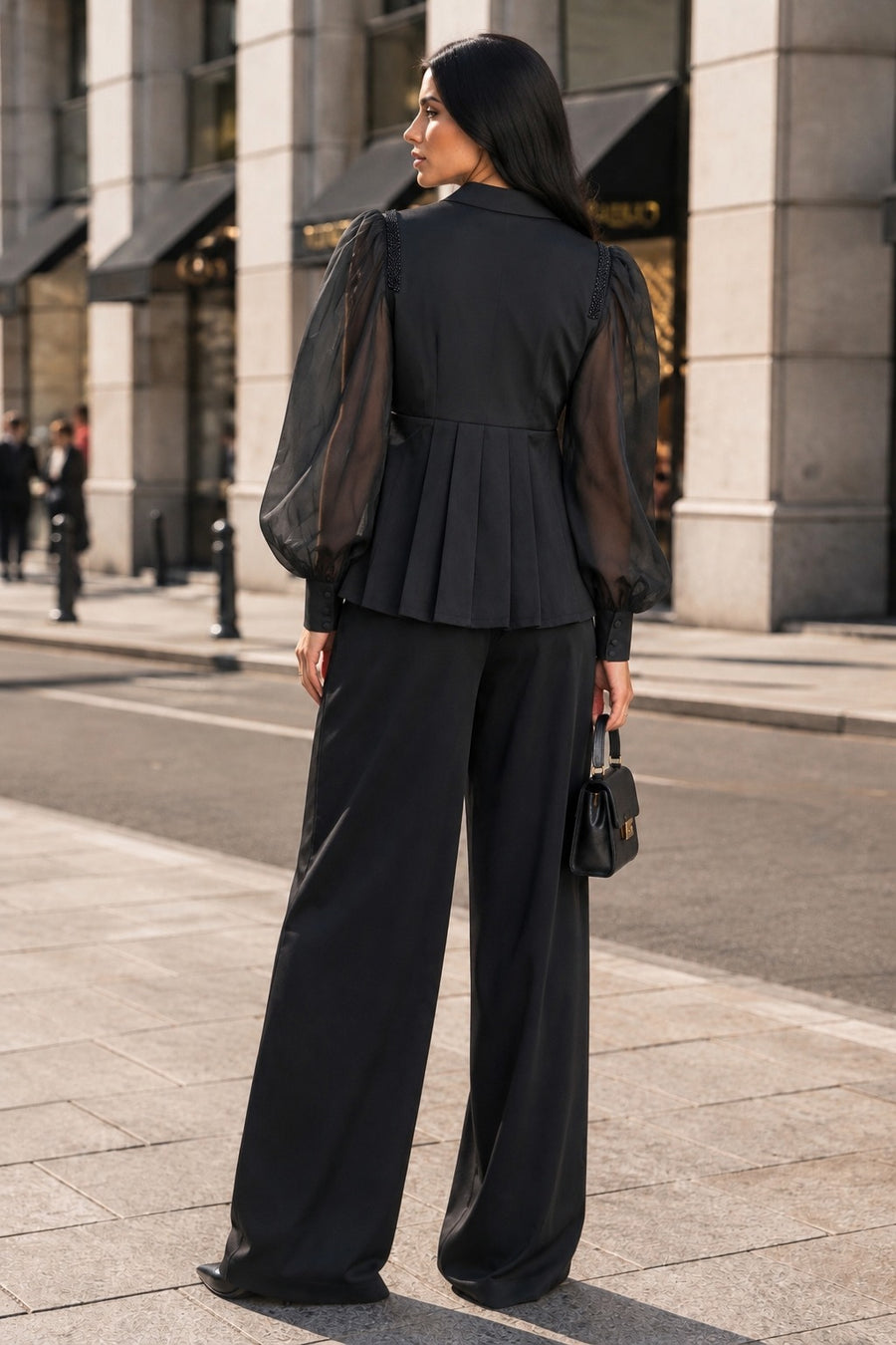 S3182 PLEATED SUIT TOP / PANT SET