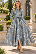 GF17862 TROPICAL FERN BROCADE MAXI DRESS (SPRING)