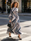 T18100 GEOMETRIC PRINT BELTED SHIRT MAXI DRESS