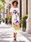 S2178 FLORAL GRAPHIC MIDI DRESS (WHT, LIME)