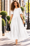 GF1028 DIAGONAL TIERED DRESS (WHT, ORG)