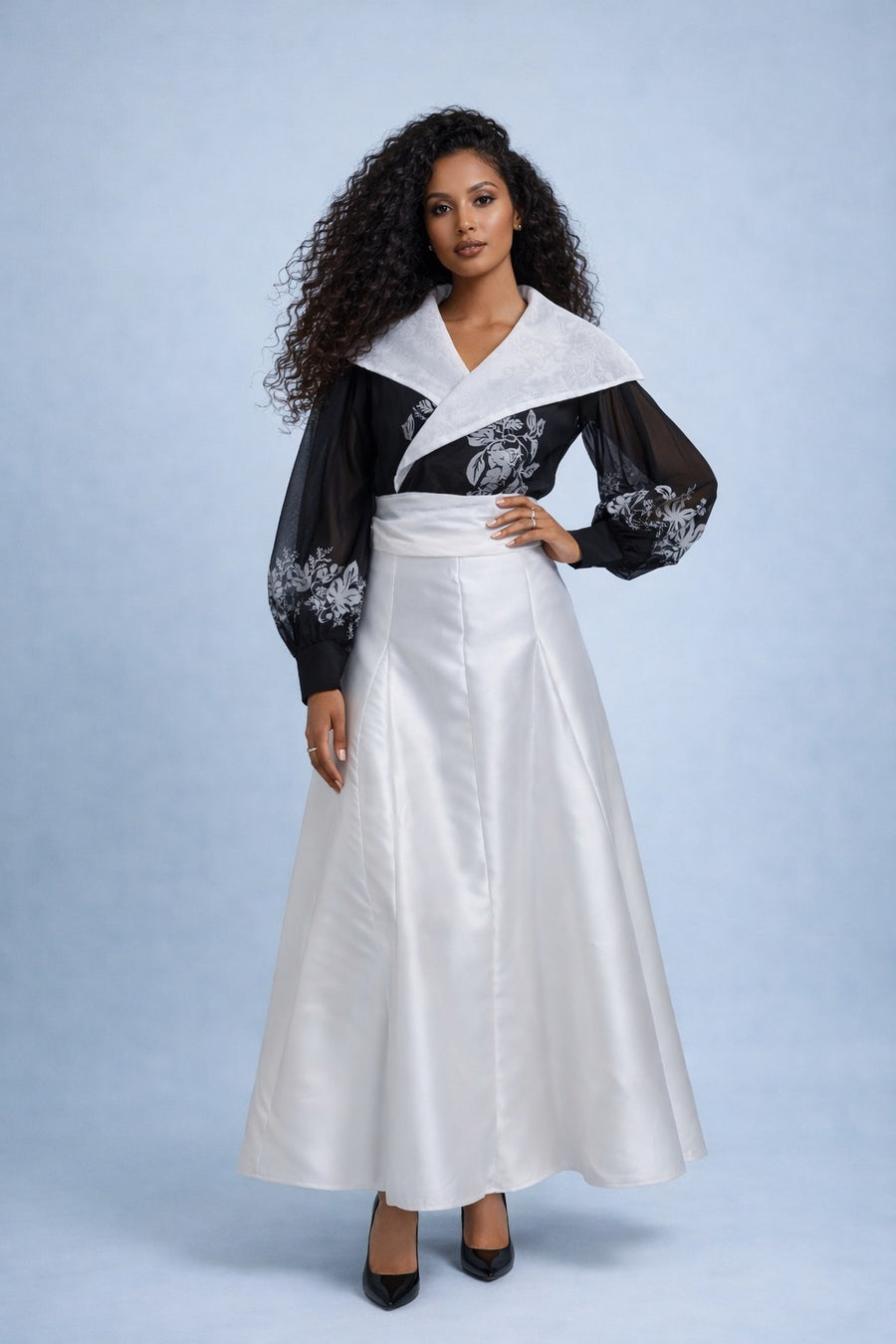 X7211 CONTRAST COLLAR WRAP TOP