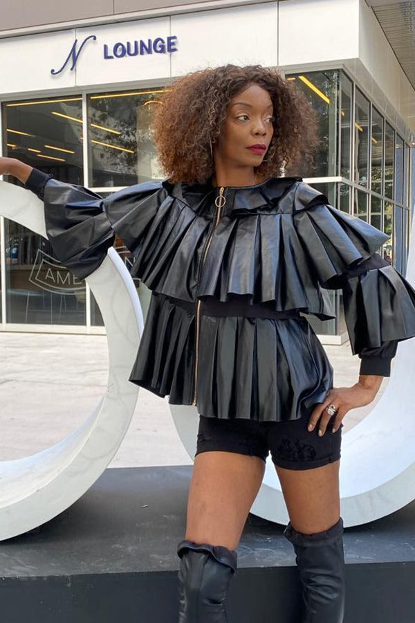 X7566 JACKET TOP (BLK, RED, MUST, PINK) β N by Nancy