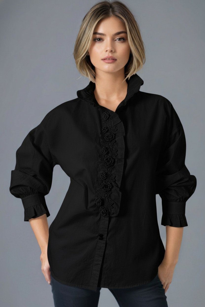 X7863 BEADED LACE LINED TOP