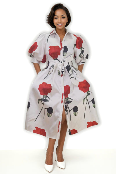 W51529 FLORAL MIDI DRESS