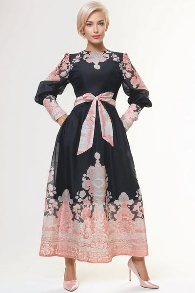 B1030 FLORAL PRINT MAXI DRESS