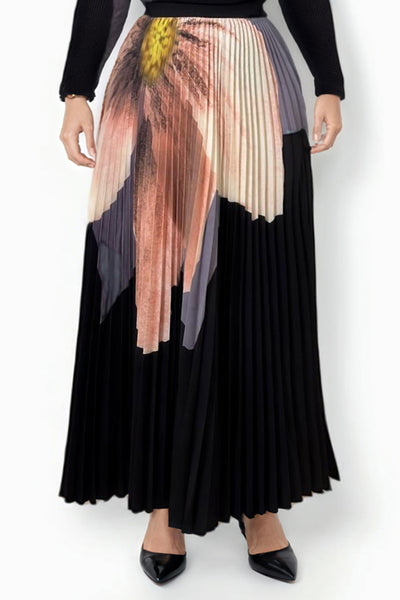 N24105 FLORAL PLEATED SKIRT