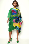 NY0001 PLEATED WAVE DRESS (BLUE, GRN)