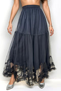 NY0009 TULLE RUFFLE SKIRT (PINK, BLK)
