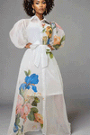 A95012 SHEER FLORAL BUTTON DOWN DRESS