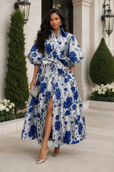 A96223 ENCHANTED GARDEN BROCADE MAXI DRESS