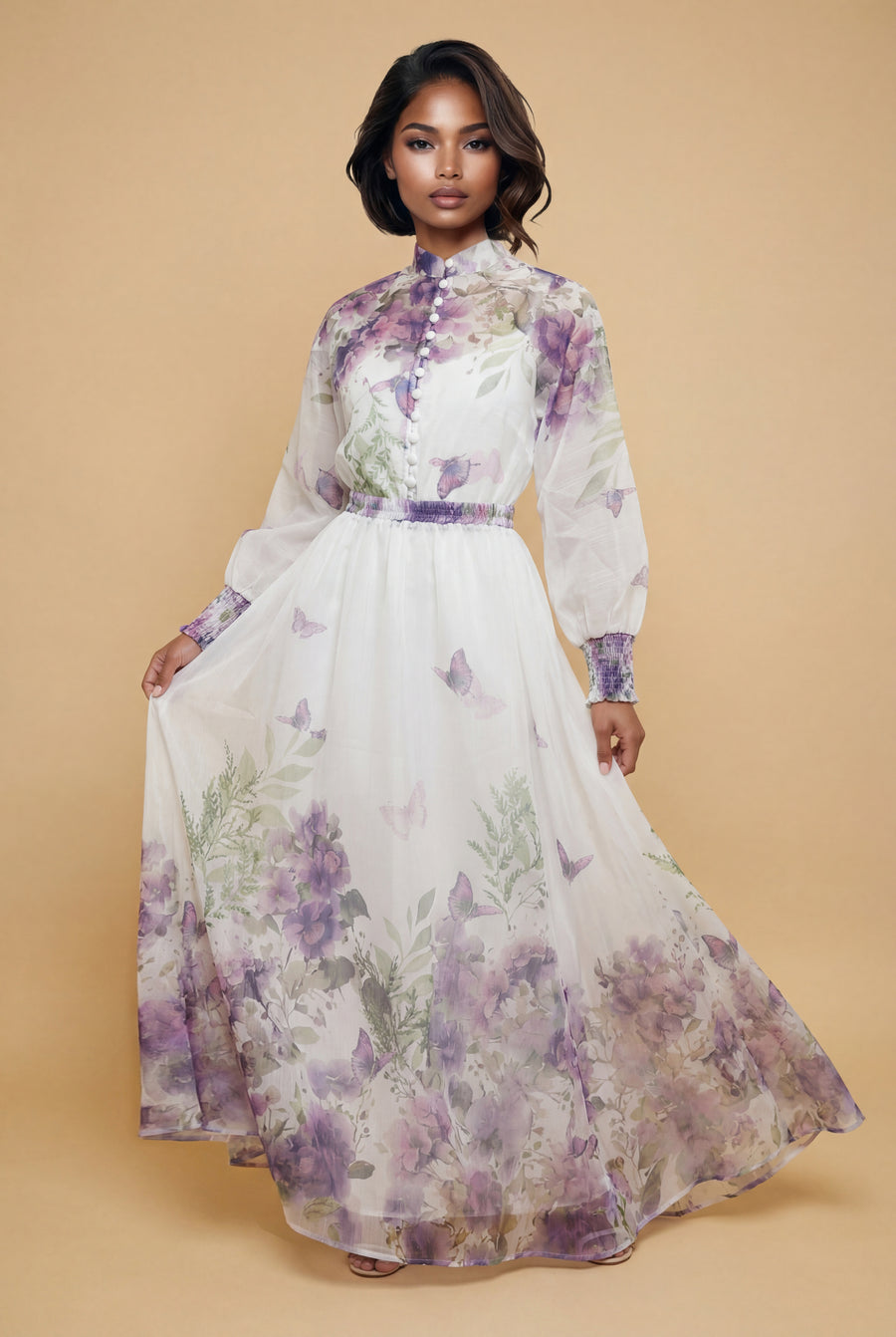 CH0239AB BUTTERFLY FLORAL ORGANZA SKIRT SET