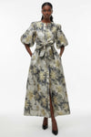 A95137 BROCADE BUTTON DOWN MAXI DRESS