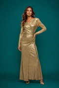 C3541 MAJESTIC FRINGE SHOULDER LUREX DRESS