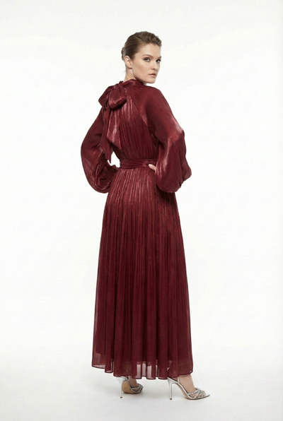 C3537 ROSE ACCENT FLARED MAXI DRESS