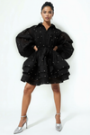 X7975 LAYERED STUDDED MINI DRESS (BLK, WHT)