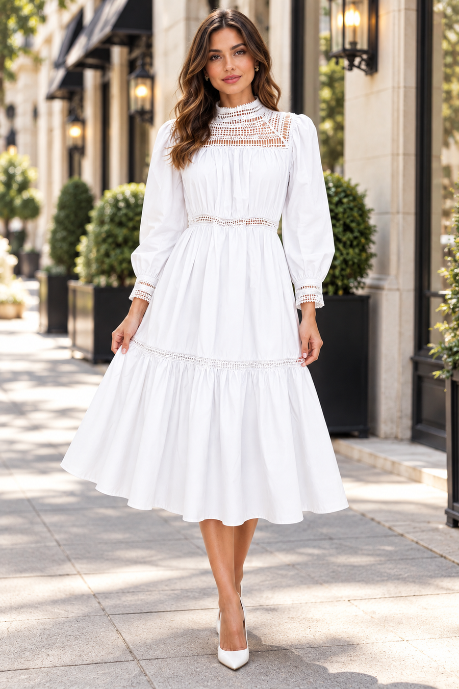 W8586 DRESS (WHT, BLK)