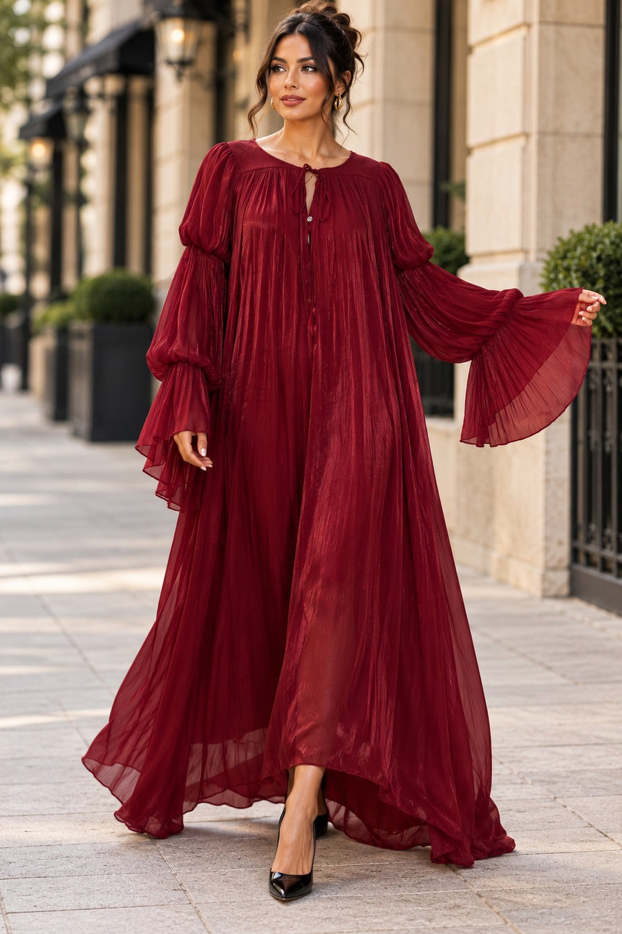 W6643 MARIE SLEEVE MAXI DRESS