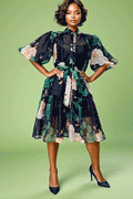 GF1261 TIERED PUFF SLEEVE DRESS