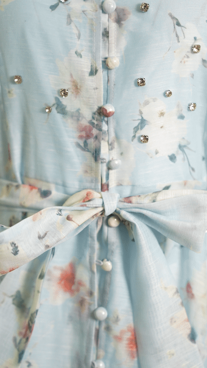 C3540 STUDDED ORGANZA MAXI SHIRT DRESS