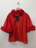 T2570 RUFFLE TRIM TOP (PINK, WHT, BLK, RED)