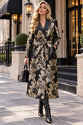 TL0061 METALLIC FLORAL JACQUARD BELTED MIDI JACKET DRESS