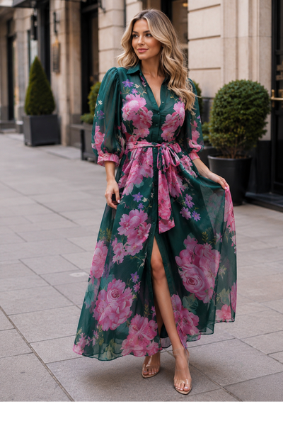GF17796 ROSE PETAL ORGANZA SHIRT DRESS