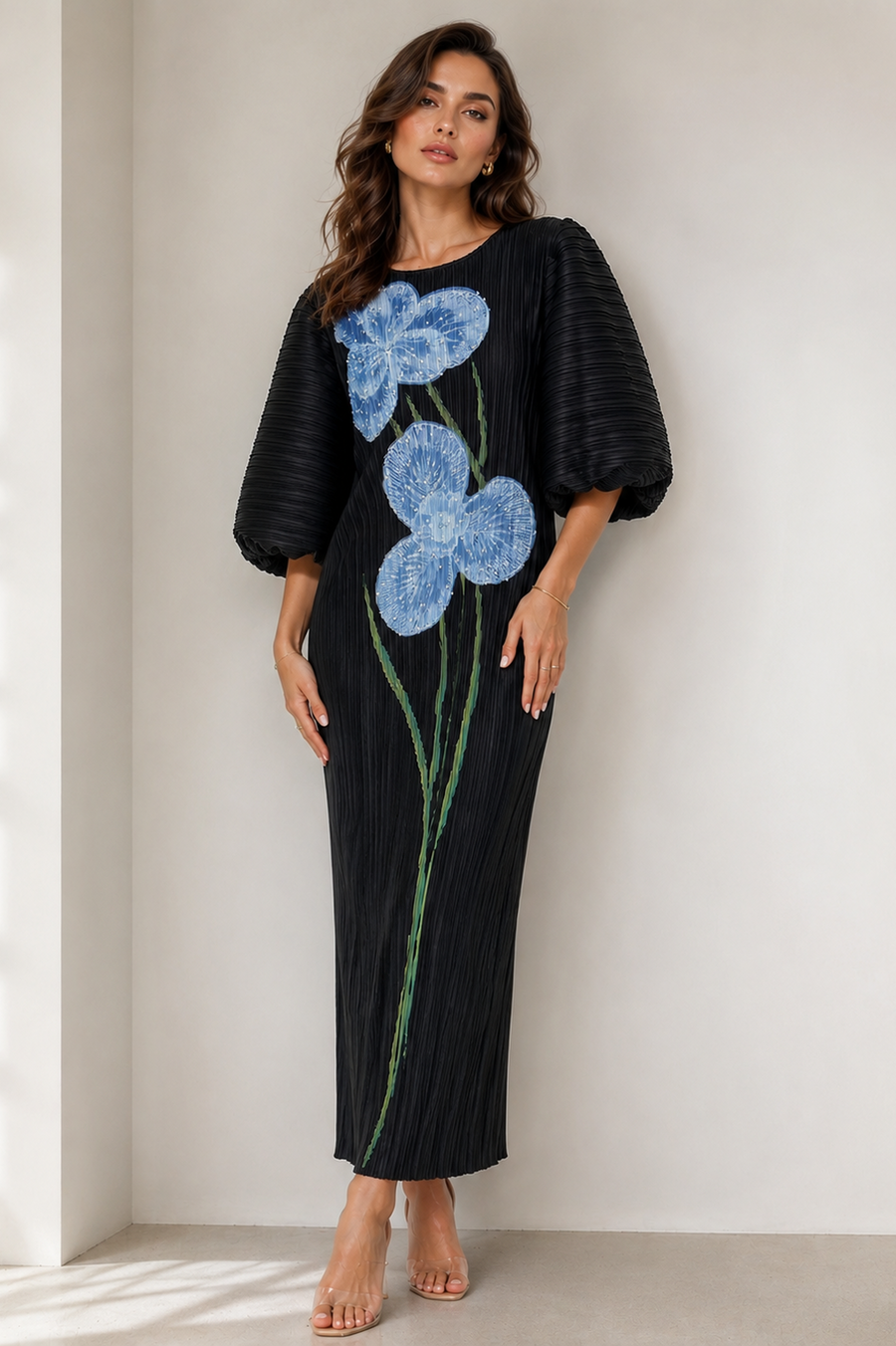 N2413E TULIP CRINKLE MAXI DRESS