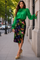 T26001 FLOWER ACCCENT NECKLINE AND CUFFED TOP (GRN, PRPL)
