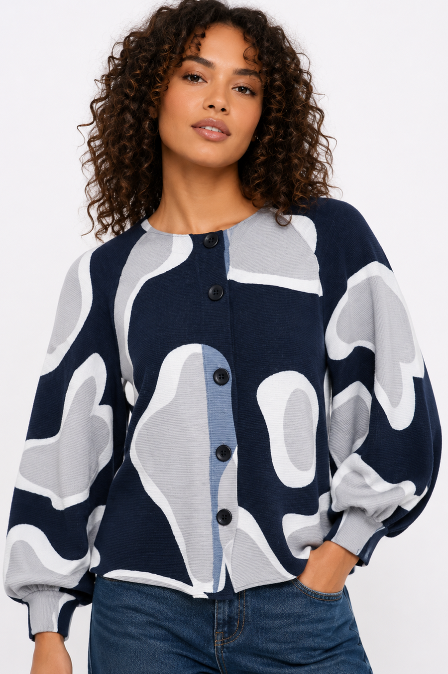 X7405 BUTTON DOWN CRINKLED TOP (BLK, BRN)
