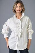 X7863 BEADED LACE LINED TOP (WHT, BLK)