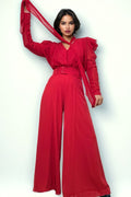 B1076 HIGH WAISTED PALAZZO PANTS (BLK, RED)