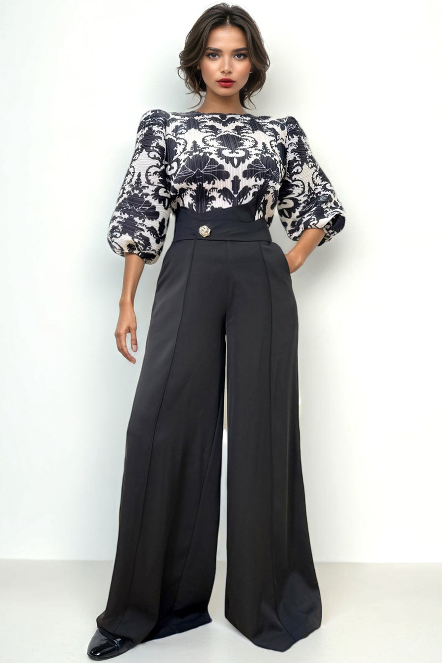 B1079 WIDE LEG PALAZZO PANTS