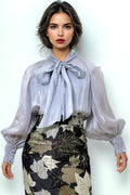 GF2573 METALLIC TIE NECK TOP